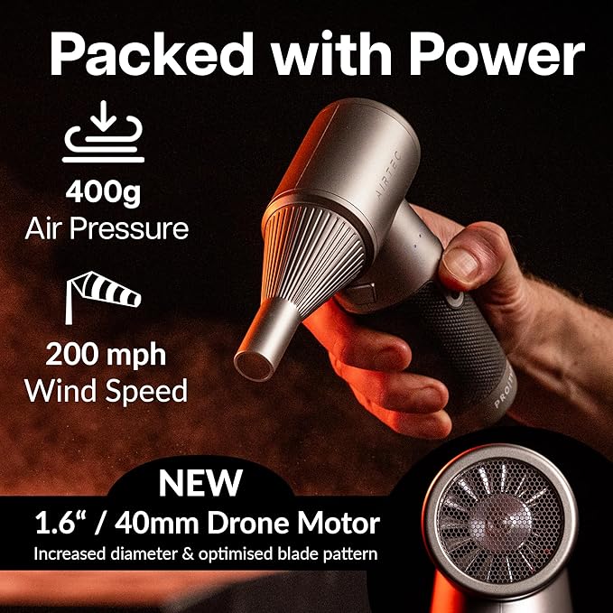 IT Dusters AirTec Ultra Cordless Air Duster for PC & Electronics, Rechargeable Electric Air Blower for Keyboard, Laptop, Console & Home Cleaning, Alternative to Canned Air (Type 8 - Space Core)