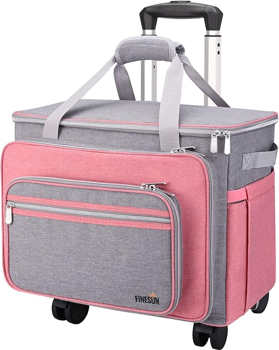 Sewing Machine Case with Wheels, Rolling Tote Organizer Sewing Class Bag