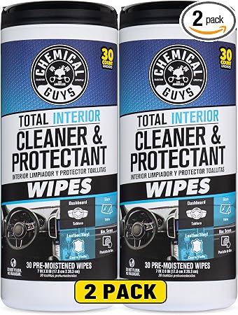 Chemical Guys, Total Interior Cleaner & Protectant Canister Wipes, 60 Count