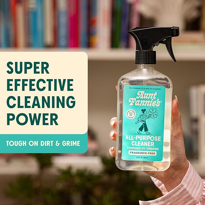 Aunt Fannie's All Purpose Household Cleaner, Multi-Surface Spray Cleaner, Powered by Vinegar for Kitchen, Bath, Windows and Countertops, Fragrance Free, Pack of 6