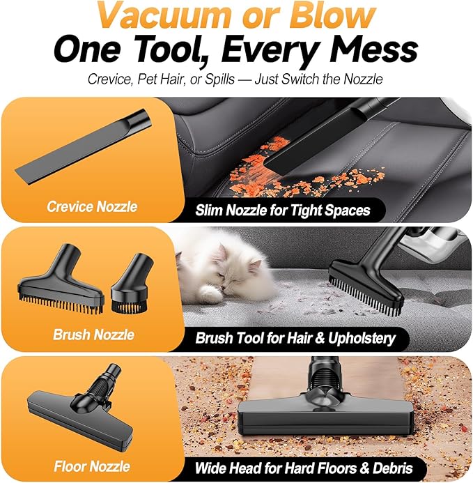 Cordless Handheld Vacuum Cleaner Compatible with DeWalt 20V Battery, 16000Pa Strong Suction, 2 HEPA Filters & 4 Nozzles, Lightweight Portable Vacuum for Car, Home, Garage – Tool Only
