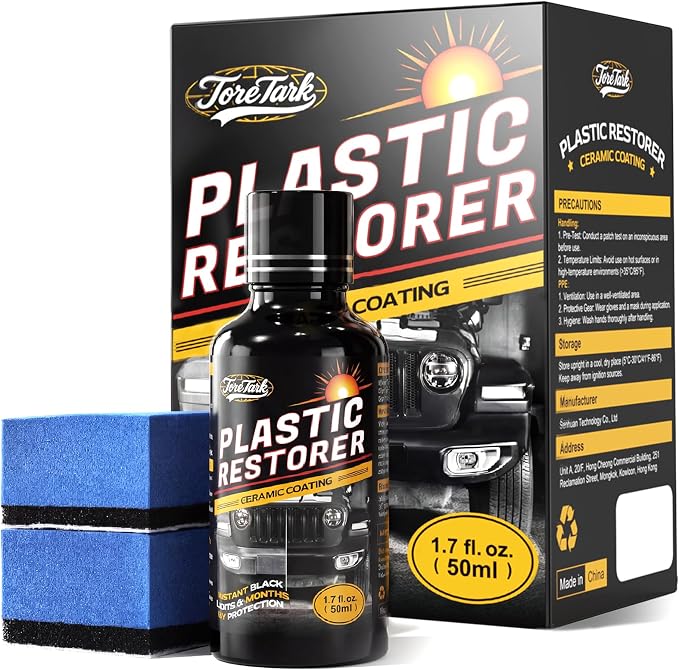 Toretark Plastic Restorer for Cars, Not a Dressing, Black Trim Restorer, Ceramic Crystal Coating Highly Concentrated, La