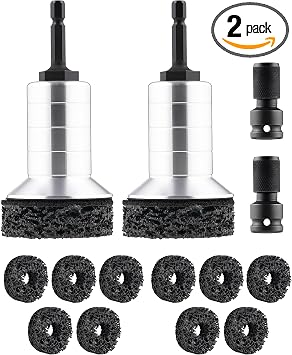 Wheel Hub Cleaning Brush Pad, Brake Rotor Resurfacing and Rust Remover Tool, Wheel Stud Nut Cleaner, Quick Change Wire B