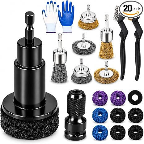 Wheel Hub Cleaning Tool, Brake Rotor Resurfacing Kit - 8 Pads & Coarse Carbon Steel Crimping Wire Wheel Brush, Rust Remo