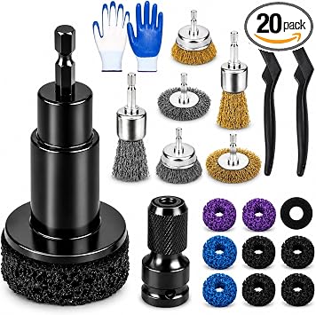 Wheel Hub Cleaning Tool, Brake Rotor Resurfacing Kit - 8 Pads & Coarse Carbon Steel Crimping Wire Wheel Brush, Rust Remo
