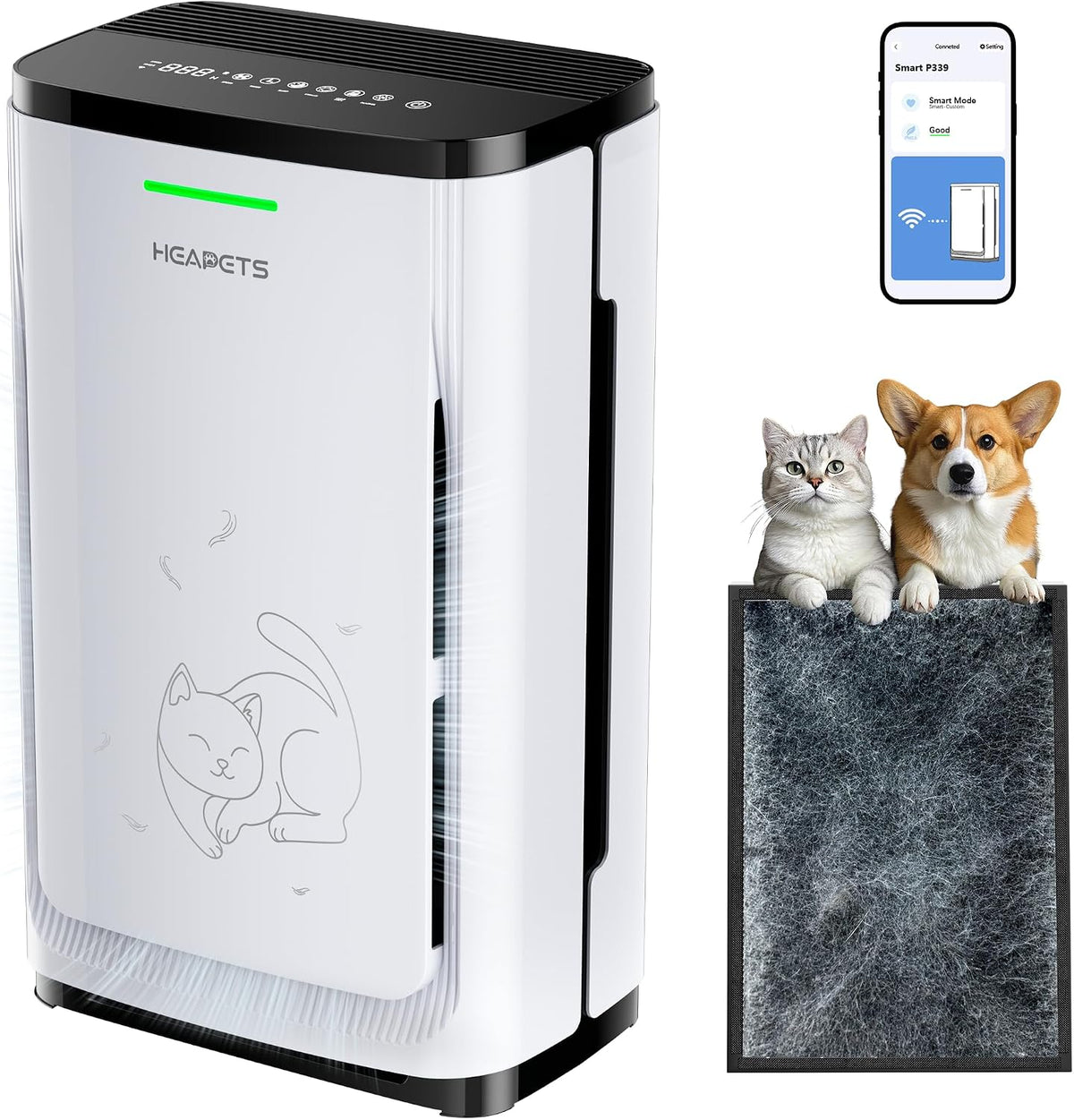 Pet Air Purifier Large Home 4200 sq ft, Suck up Floating Pet Hair