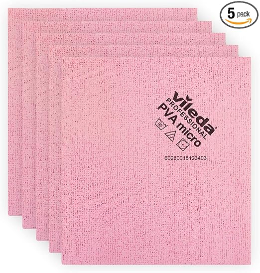 Vileda Professional | PVA Microfiber Cloth Red | All Purpose Cleaning Shammy | Synthetic Chamois Towel | Smooth & Absorb
