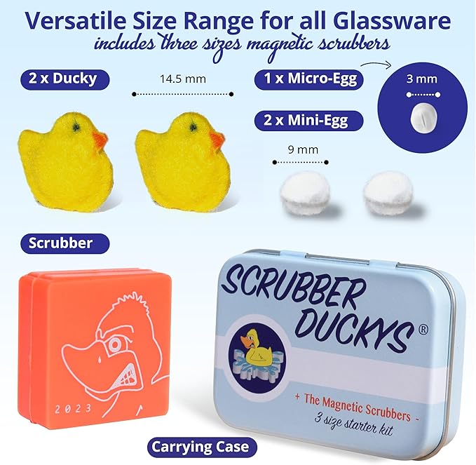 Scrubber Duckys Magnetic Glass Super Magnetic Glass Cleaner - 3 size scrubbers - Scratch-Free Cleaning Tool