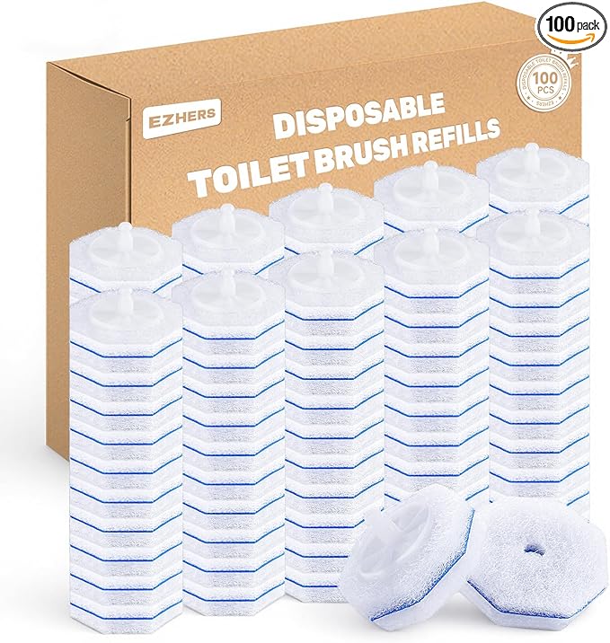 100 Count Toilet Wand Refills Compatible for Clorox, 5X Cleaning Power Toilet Bowl Cleaners & High-Density Disposable Toilet Brush Scrubber - No Falling Apart, Instant Foam Cleaning
