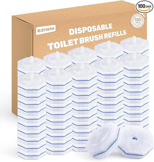 100 Count Toilet Wand Refills Compatible for Clorox, 5X Cleaning Power Toilet Bowl Cleaners & High-Density Disposable Toilet Brush Scrubber - No Falling Apart, Instant Foam Cleaning