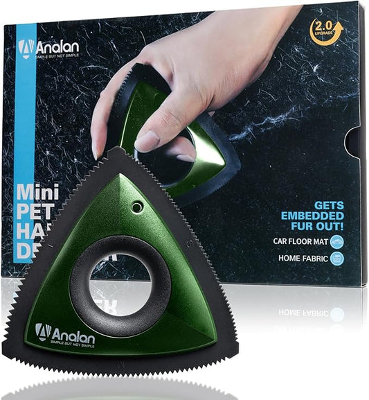 Analan Mini Pet Hair Remover for Car Detailing Supplies, Carpet Dog Hair Remover for Car Interior, Triangle Dog Hair Remover for Auto Detailing, Couch, Furniture, Lint, Carpet(Green)