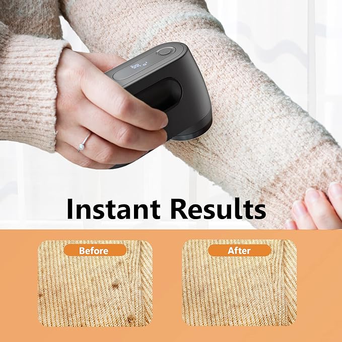 Pionix Fabric Shaver, Sweater Shavers to Remove Pilling, High-Perf Defuzzer, Rechargeable Electric Lint Shaver for Fuzz and Lint Balls from Clothing, Upholstery 2000mah Battery (Charcoal Black)