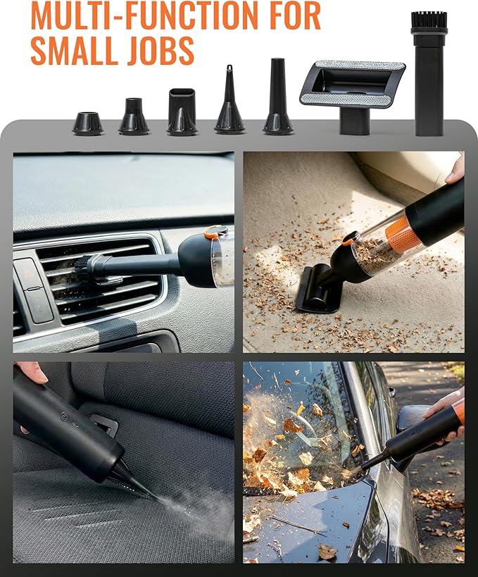 Car Vacuum, 4-in-1 Portable Mini Cordless Car Vacuum with 19000pa Suction Power, Lightweight Small Vacuum Cleaners for Small Work Areas, Vehicles, Desks, and Computer Keyboards
