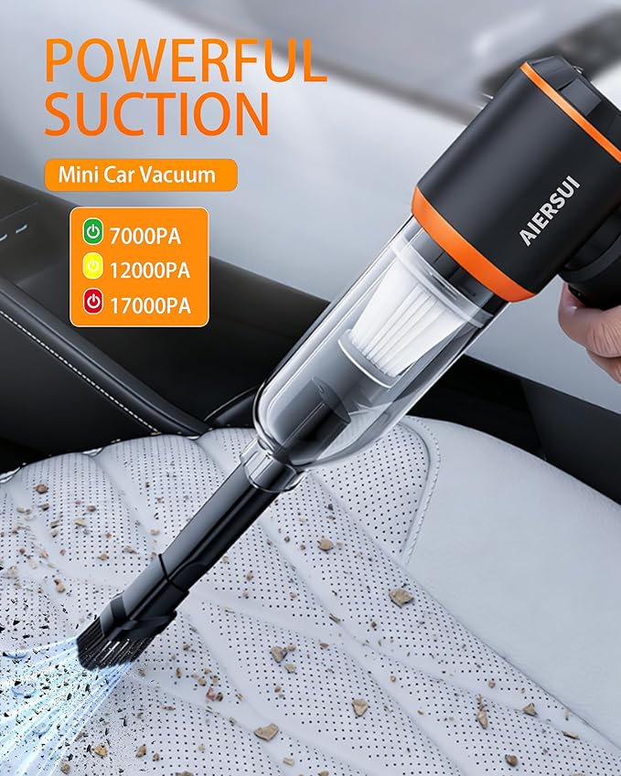 Handheld Cordless Vacuum Cleaner with brushless Motor, 4-in-1 Portable mini car Vacuum Cleaner, car Vacuum Cleaner and Hair Dryer, car Type-C Charging, Office Desk, Keyboard, pet Hair