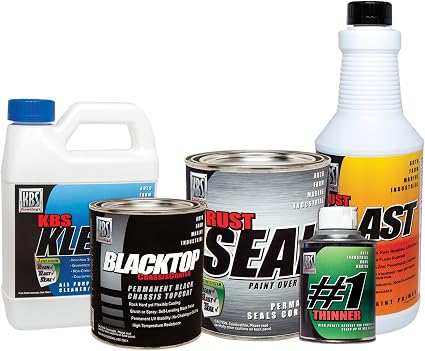 KBS Coatings 5750201 Satin Black/Gloss Black All-In-One Chassis Paint Kit, Preps and Coats Entire Car or Truck Frame Com