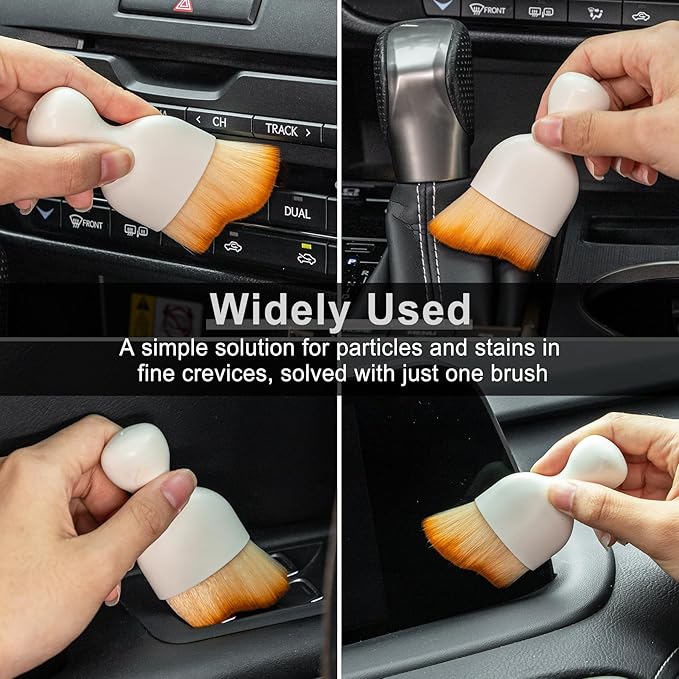 GaRhomxy Car Detailing Brushes, Car Interior Dust Sweeping Soft Brush, Soft Bristles Brush Cleaning Tool for Automotive Dashboard, Air Conditioner Vents, Computer, Scratch Free(White)