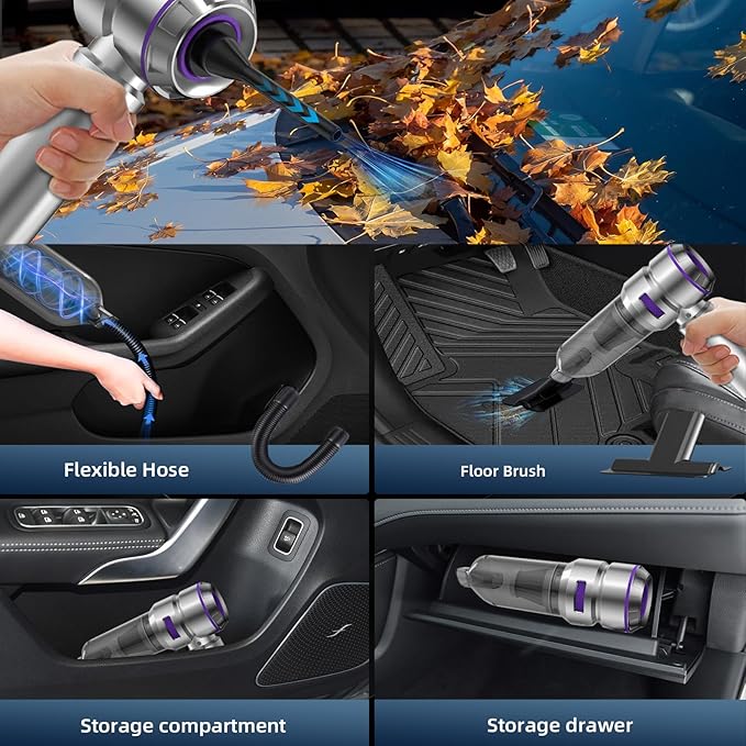 Car Vacuum Cleaner High Power - 22000PA Portable Car Vacuums 4 in 1 Compressed Air Duster & Blower Hand Held Vacuum Cordless with Brushless Motor for Cars Home Office Camping Ideal Gifts for Men women