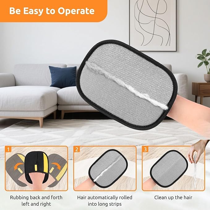 SAWMONG Pet Hair Removal Glove, 2Pcs Cat & Dog Reusable Pet Hair Remover Gloves New Upgrade, Grooming Pet Hair Remover Tool, Alternative to Lint Rollers