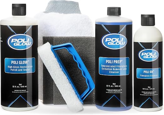Poli Glow Deluxe Boat & RV Restoration Kit–Removes Oxidation, Seals & Protects–Restores High-Gloss Shine to Fiberglass &