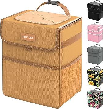 HOTOR Car Trash Can, Leak-Proof Car Organizer, Brown, 2-Gallon