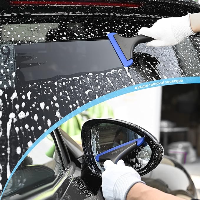 NEWISHTOOL Small Squeegee for Car Windows, Mirrors, Auto Glass, Super Flexible Silicone Squeegee Car Washing Windshield Squeegee, Silicone Squeegee for Shower Glass Door Cleaning Water Wiper, 2 Pack