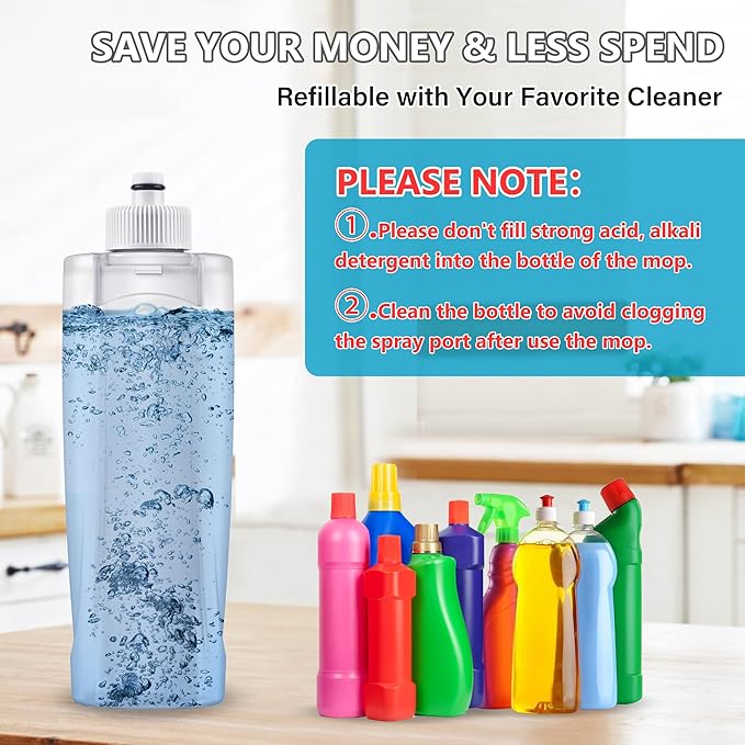 Spray Wet Mops for Hardwood Floor Cleaning: MEXERRIS Floor Mop with 3 Washable Pads for Swiffer Powermop - Refillable Dust Dry Mop Home Commercial Mops for Wood Laminate Ceramic Tiles Vinyl