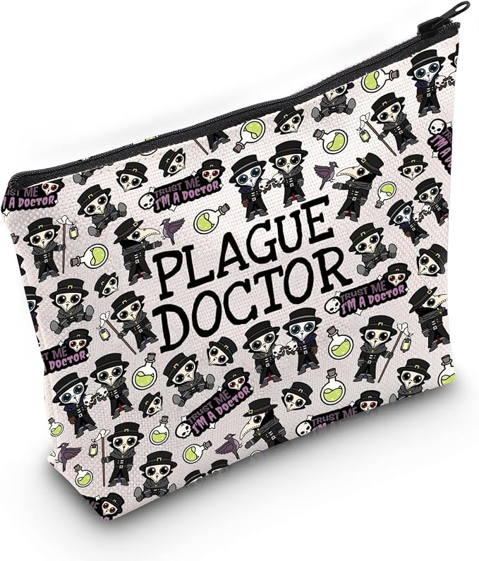 JXGZSO Plague Doctor Cosmetic Bag - Cryptozoology Gift Cryptid Creature Mythical Makeup Bag