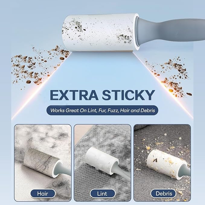 Pet Hair Lint Rollers, 3 Pack, 90 Sheets Each– Reusable Sticky Roller for Pet Hair, Cat & Dog Hair Remover, Lint Remover, Pet Hair Remover for Furniture, Clothing & Cars