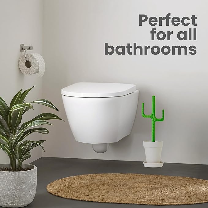 Vigar Cactus Toilet Brush and Holder Set - Toilet Bowl Brush with Cactus Handle, Decorative Bathroom Cleaning Brush with Planter Base Saucer, Cute Toilet Brush for Bathroom Accessories Decor