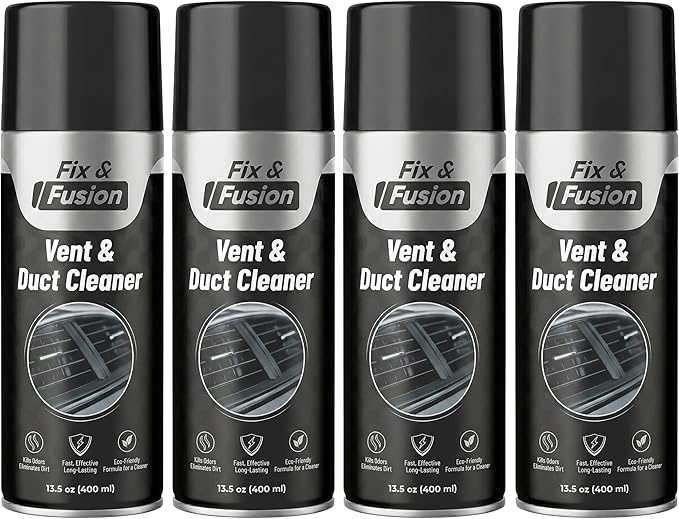 FIX & FUSION A/C Vent and Duct Cleaner (13.5 oz)| Foaming Spray for Car Air Conditioner | Freshens & Cleans Dust Build-Up | Fast, No-Rinse Formula | Automotive HVAC Refresher & Detailer (4 Pack)