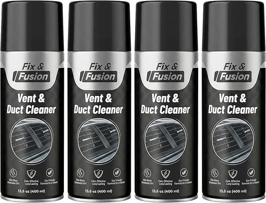 FIX & FUSION A/C Vent and Duct Cleaner (13.5 oz)| Foaming Spray for Car Air Conditioner | Freshens & Cleans Dust Build-Up | Fast, No-Rinse Formula | Automotive HVAC Refresher & Detailer (4 Pack)