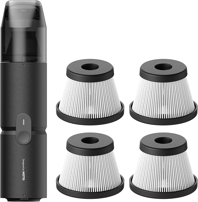 HOTO Handheld Vacuum Cleaner Cordless, Desk Vacuum Cleaner Compressed Electric15000Pa Suction Bundle with 4 Pcs Filte Replacement