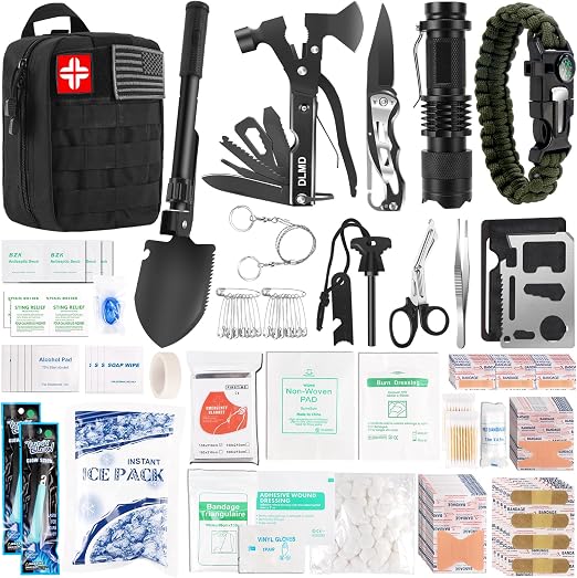 320 PCS Survival Kits First Aid Kit, Gifts for Men Fathers Day Him Dad, Survival Gear and Equipment with Tactical Molle 