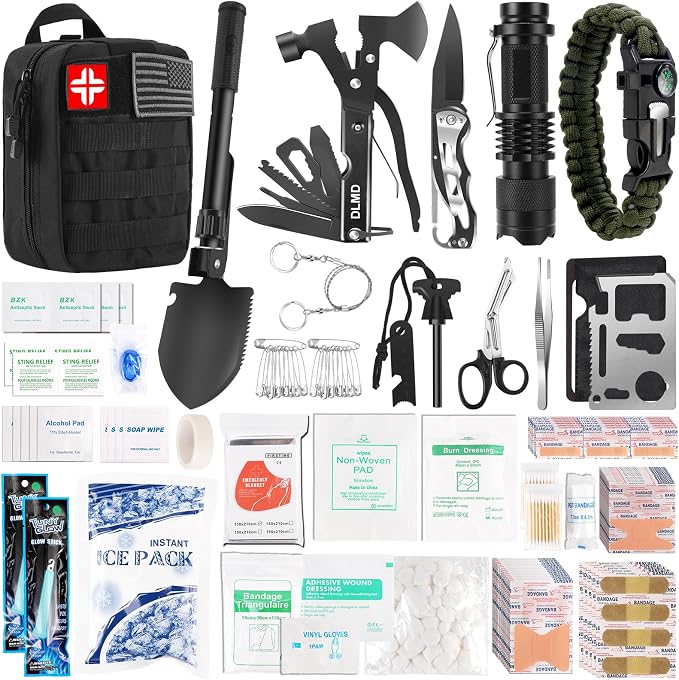 320 PCS Survival Kits First Aid Kit, Gifts for Men Fathers Day Him Dad, Survival Gear and Equipment with Tactical Molle 