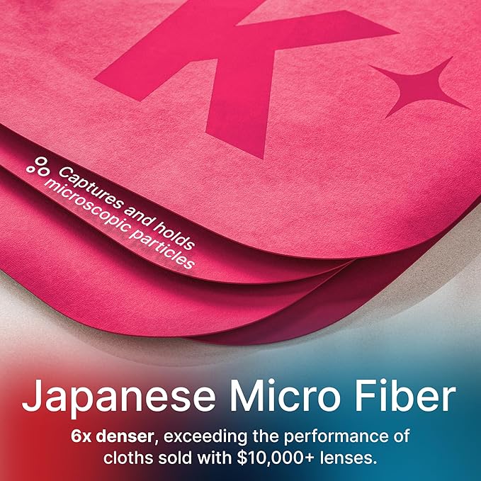 Koala Lens Cleaning Cloth | Japanese Microfiber | Glasses Cleaning Cloths | Eyeglass Lens Cleaner | Eyeglasses, Camera, VR/AR Headset, and Screen Cleaner | Pink & Orange (Pack of 2)