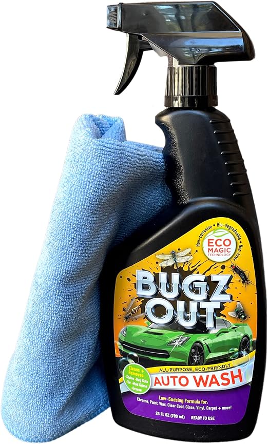 Car Bug Cleaner, Remover & Wash - Spray Bugs, Tar, Bird Poop Off Exterior of Car & Windshield. Remove Black Streaks With