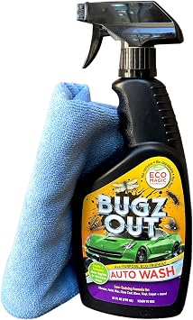 Car Bug Cleaner, Remover & Wash - Spray Bugs, Tar, Bird Poop Off Exterior of Car & Windshield. Remove Black Streaks With