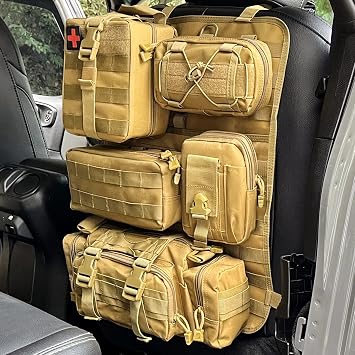 Universal Tactical Vehicle Back Seat Organizer with 5 Molle Pouch Molle Pouches Truck Seat Organizer Tactical Gear for C