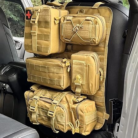 Universal Tactical Vehicle Back Seat Organizer with 5 Molle Pouch Molle Pouches Truck Seat Organizer Tactical Gear for C
