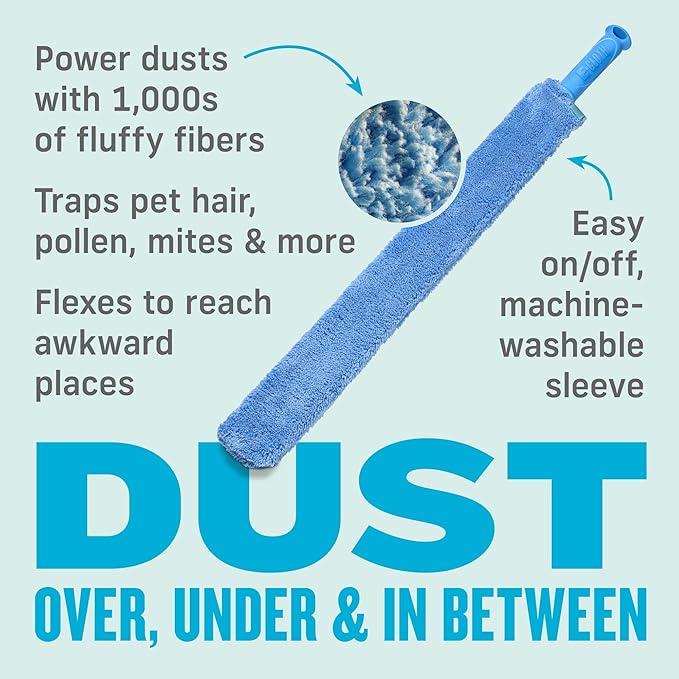E-Cloth Cleaning & Dusting Wand, Premium Microfiber Dusters for Cleaning, 100 Wash Guarantee, Blue, 1 Pack
