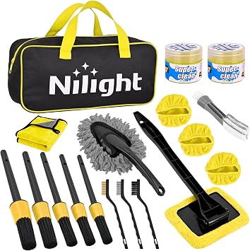 Nilight 15PCS Car Detailing Kit for Interior Exterior Car Care, Yellow