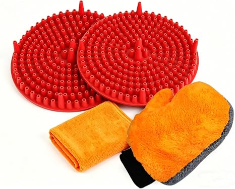 10.4in Heavy Duty Car Wash Bucket Grit Trap Insert (2 Pack) with Premium Wash Mitt & Microfiber Towel - Auto Detailing D
