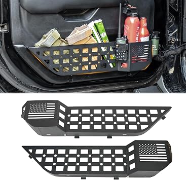 Metal Front Door Pocket Storage Box Compatible with Jeep Wrangler JL JLU 4XE 2018-2024 & Gladiator JT 2020-2024 Rubicon 