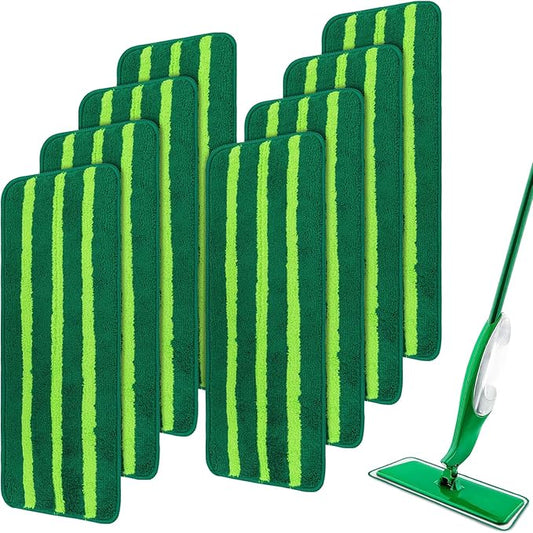 Mop Head Replacement for Libman Freedom Spray Mop - Washable Reusable Wet & Dry Cleaning - Microfiber Spray Mop Pads Refill for Multi-Surface Floor -8 Pack (Green）