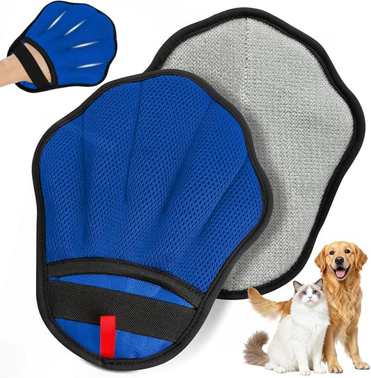 Pet Hair Removal Glove, Electrostatic Pet Hair Remover Glove for Cats & Dogs, Pet Hair Remover Tool for Laundry, Couch, Carpet, Car Seat - Upgraded Five-Finger, Reusable, Blue+Grey