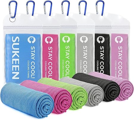 Sukeen Cooling Towels 6 Pack (40"x12") for Neck and Face, Cooling Neck Wraps, Ice Towel for Hot Weather, Soft Breathable