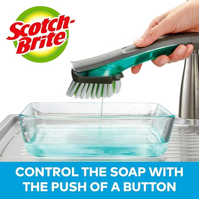 Scotch-Brite Odor Resist Soap Control Dishwand Brush, 1 Cleaning Dish Wand Brush, Precise Soap Control, Leak-Free Guarantee, Safe on Dishes, Nonstick Cookware, Tubs (Pack of 4)