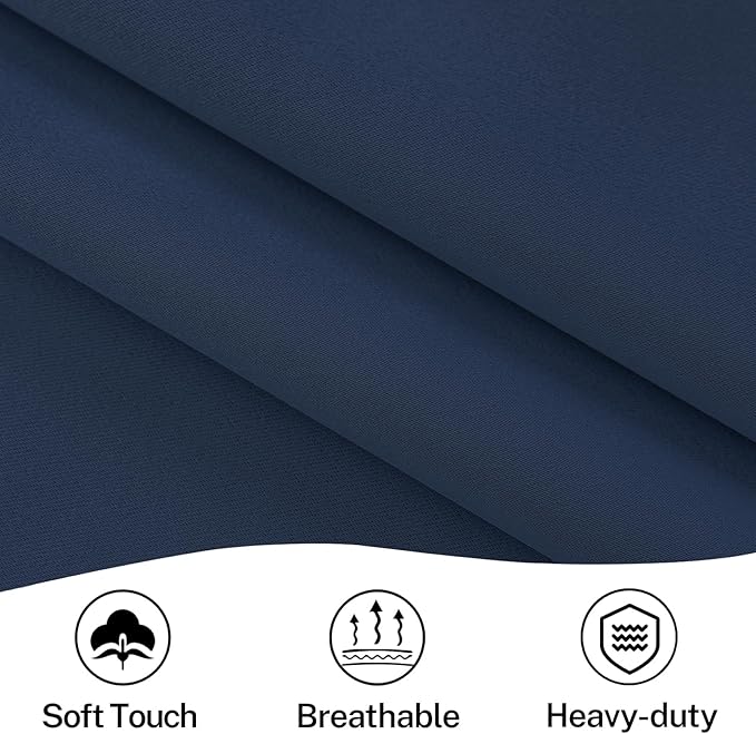 Vatge Navy Blue French Door Curtain Panel for Front Door - Dual Rod Pocket Drapes for Living Room Glass Door, 1 Panel, W54 x L72, Navy
