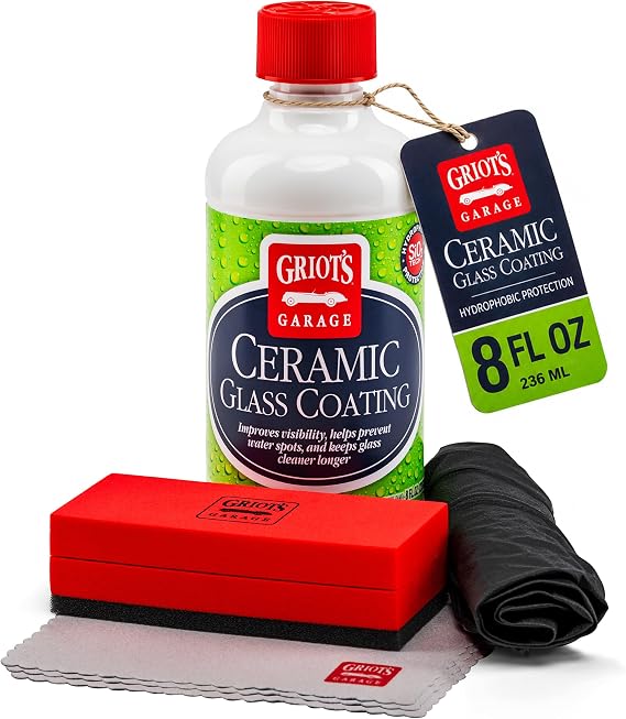 Griot's Garage Ceramic Glass Coating Kit for Cars, SiO2 Hydrophobic Sealant for Windshields and Auto Detailing, Includes