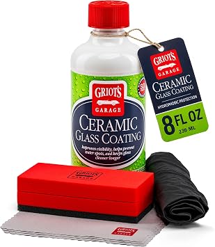 Griot's Garage Ceramic Glass Coating Kit for Cars, SiO2 Hydrophobic Sealant for Windshields and Auto Detailing, Includes